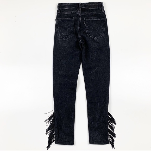 Levi's 721 High Rise Fringe Ankle Grey Slim Skinny Fit Jeans Women's Size 24 - Picture 4 of 9